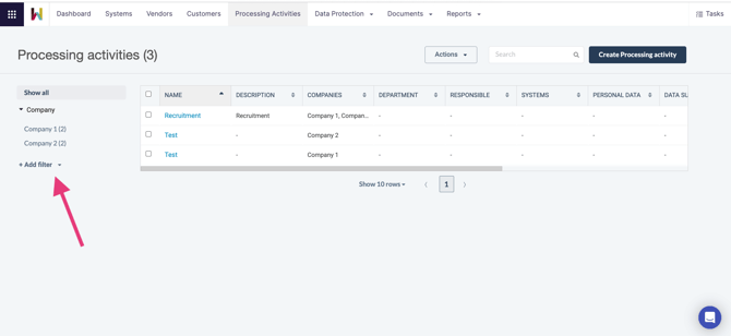 How to approve a processing activity in Wired Relations ENG - Processing activity filter
