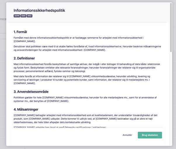 Product Update_Vælg relevante skabelon