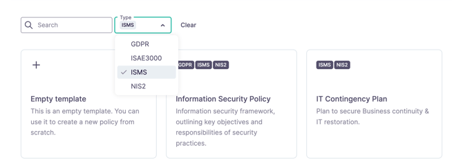 Product update_Select relevant compliance area