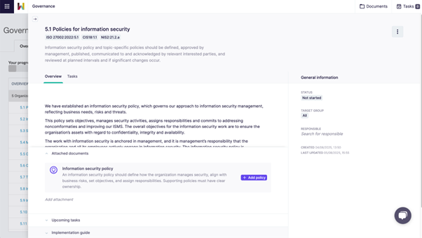 Product update_næste anbefaling er selve informationssikkerhedspolitikken